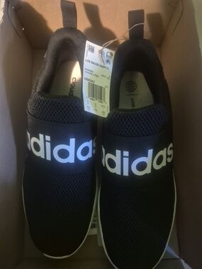 adidas Black Slip-On Lite Racer Sneakers with White Logo